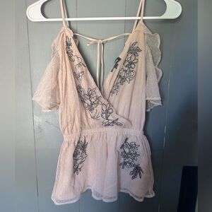 Express Lace Peplum Blouse